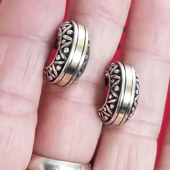 14k Gold & Sterling Silver Earrings - Picture 1 of 13